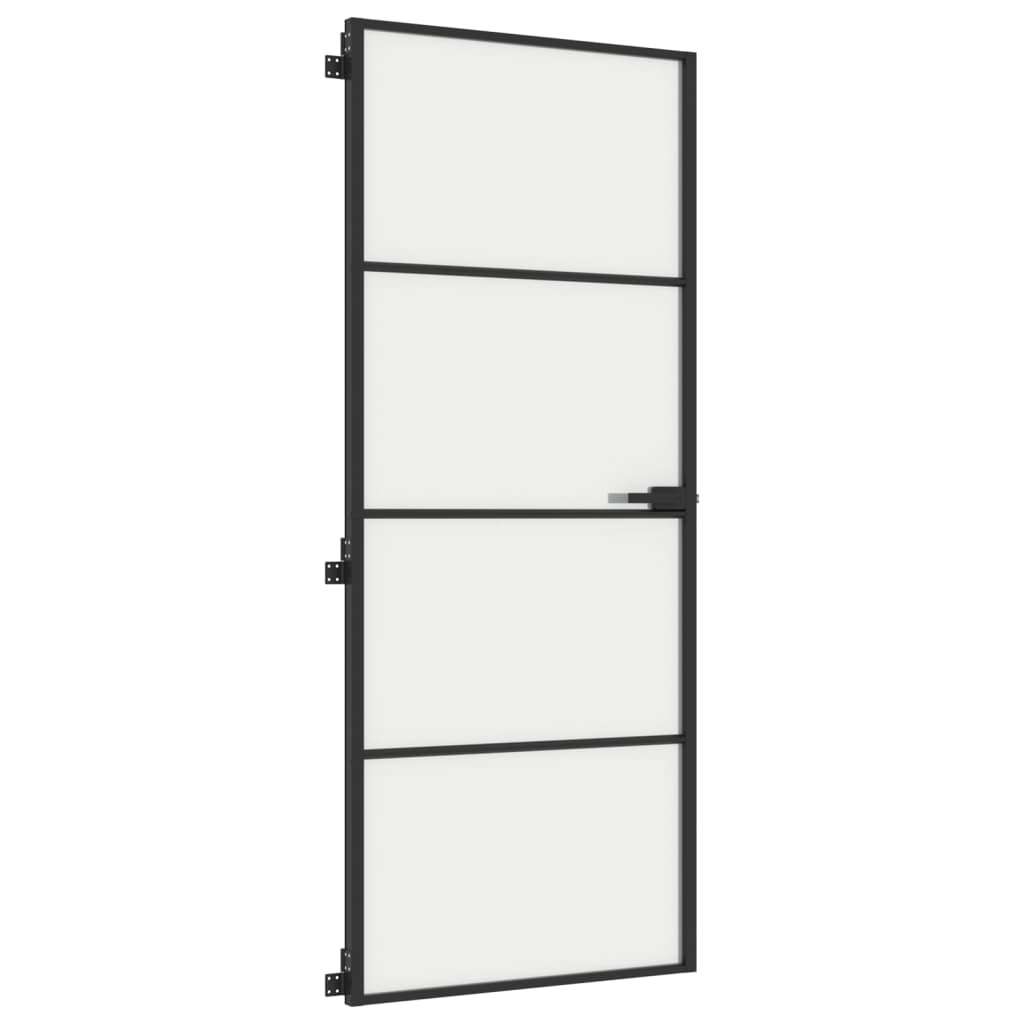 vidaXL Binnendeur smal 83x201,5 cm gehard glas en aluminium zwart