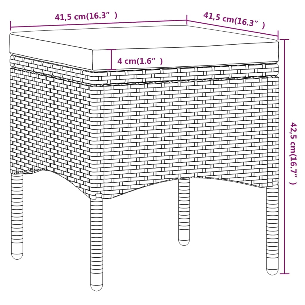 vidaXL 5-delige Tuinset poly rattan en gehard glas zwart