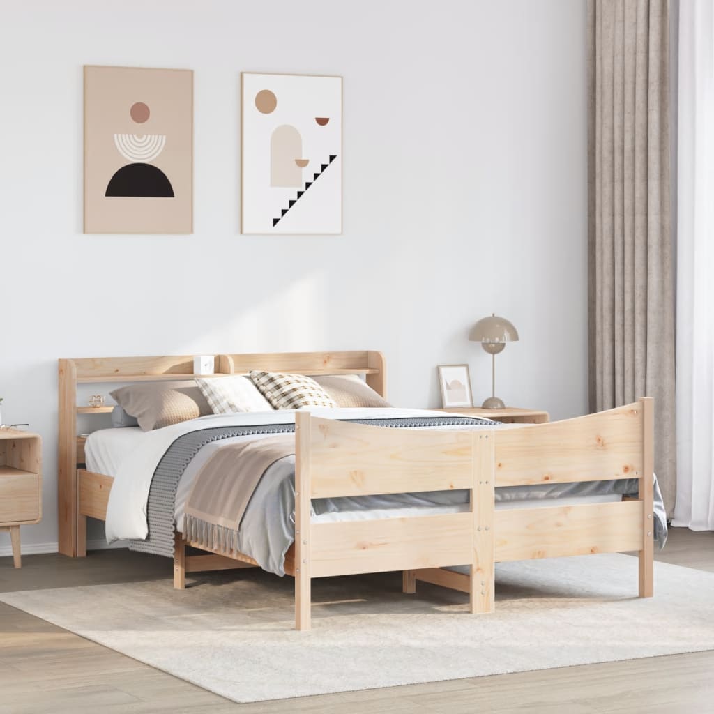 vidaXL Bedframe met hoofdbord massief grenenhout 140x190 cm