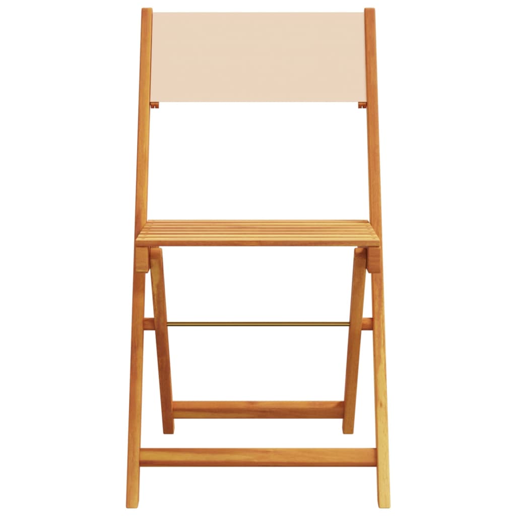 vidaXL Bistrostoelen 2 st massief acaciahout en stof beige