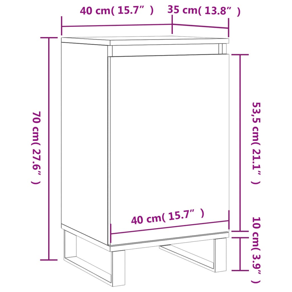 vidaXL Dressoir 40x35x70 cm bewerkt hout betongrijs