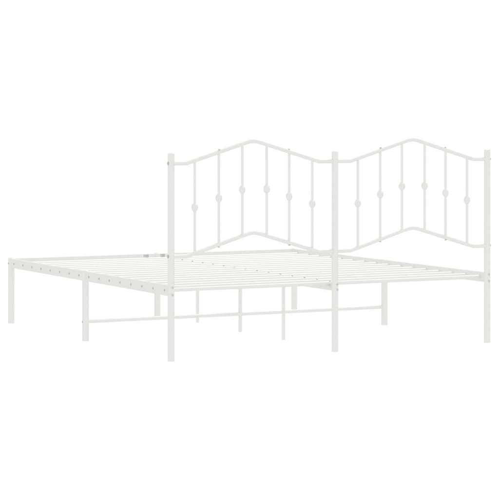 vidaXL Bedframe met hoofdbord metaal wit 183x213 cm