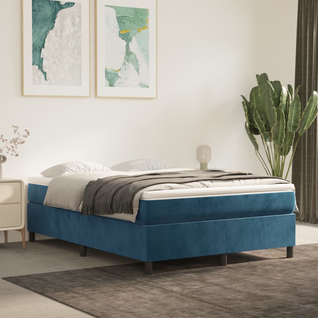 vidaXL Bedframe fluweel donkerblauw 140x190 cm