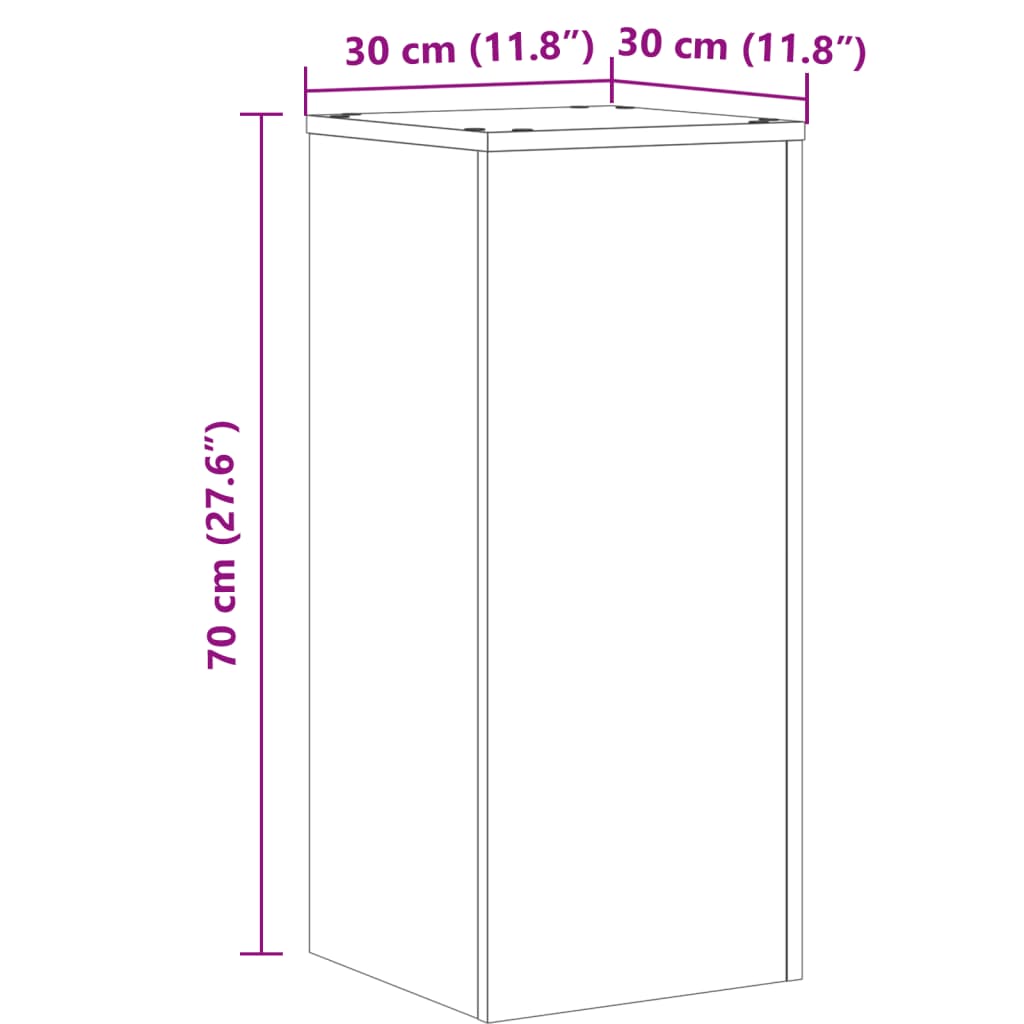 vidaXL Plantenstandaards 2 st 30x30x70 cm hout artisanaal eiken