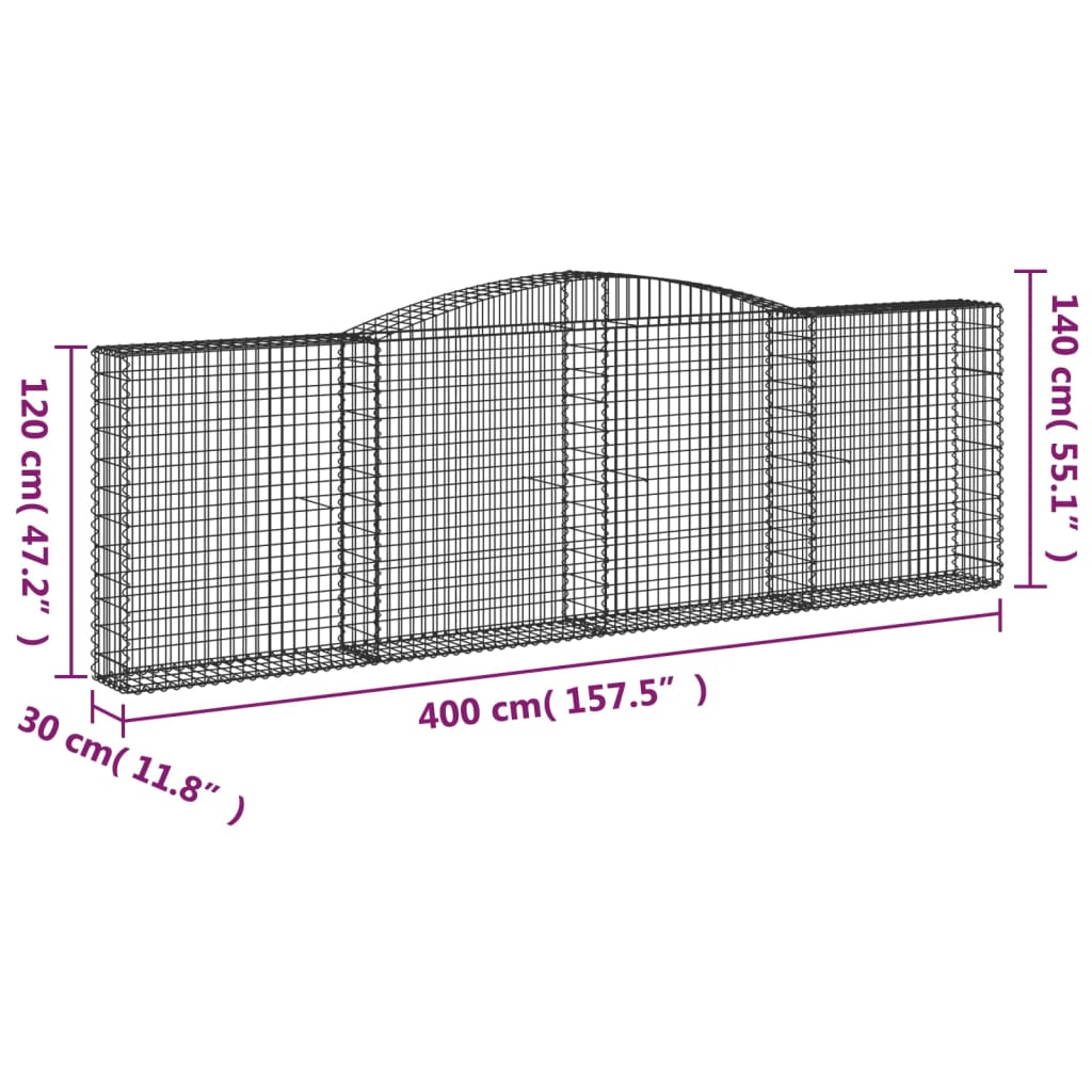 vidaXL Schanskorven 5 st gewelfd 400x30x120/140 cm ijzer