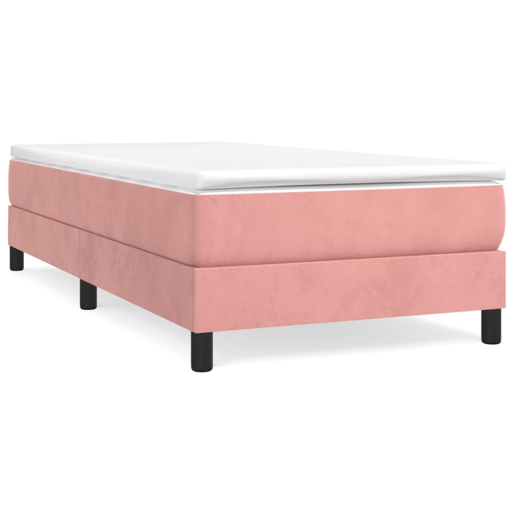 vidaXL Boxspring met matras fluweel roze 100x200 cm