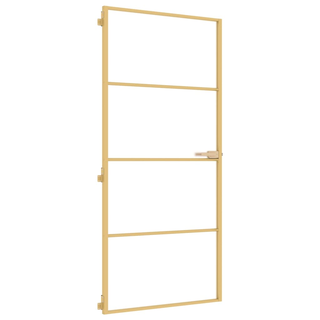 vidaXL Binnendeur smal 93x201,5 cm gehard glas en aluminium goudkleur