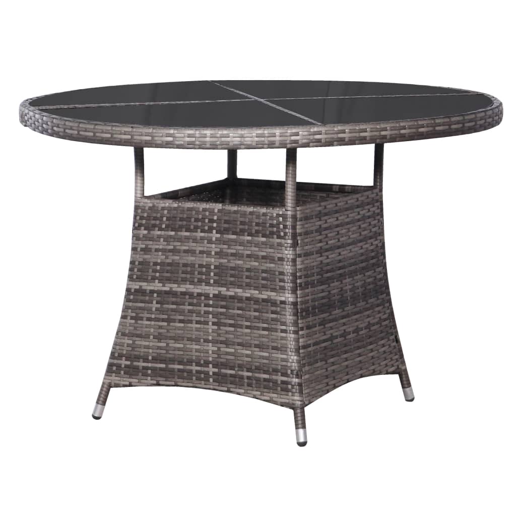 vidaXL Tuintafel Ø110x74 cm poly rattan grijs