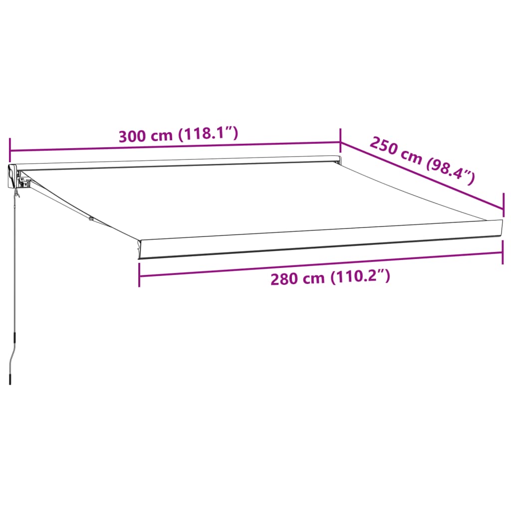 vidaXL Luifel handmatig uittrekbaar 300x250 cm bruin