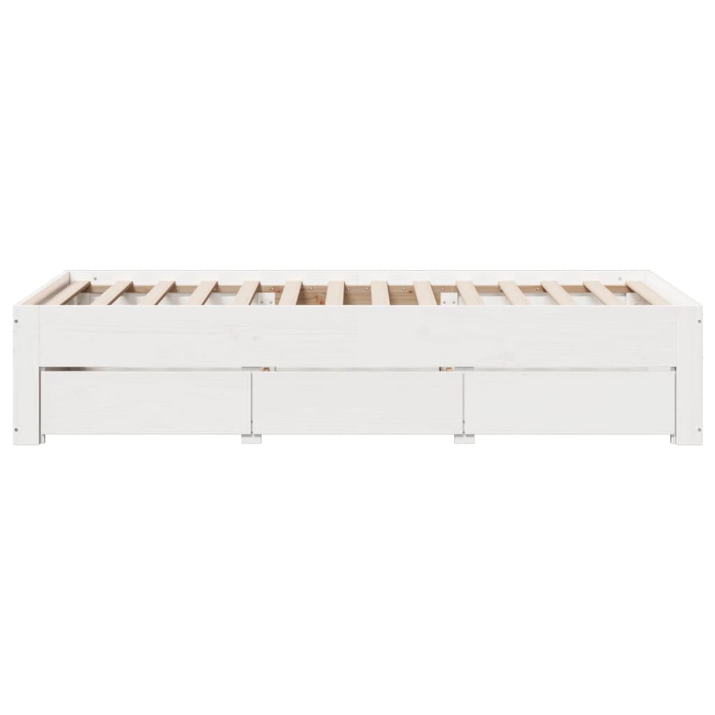 vidaXL Bedframe zonder matras met lades grenenhout wit 90x200 cm