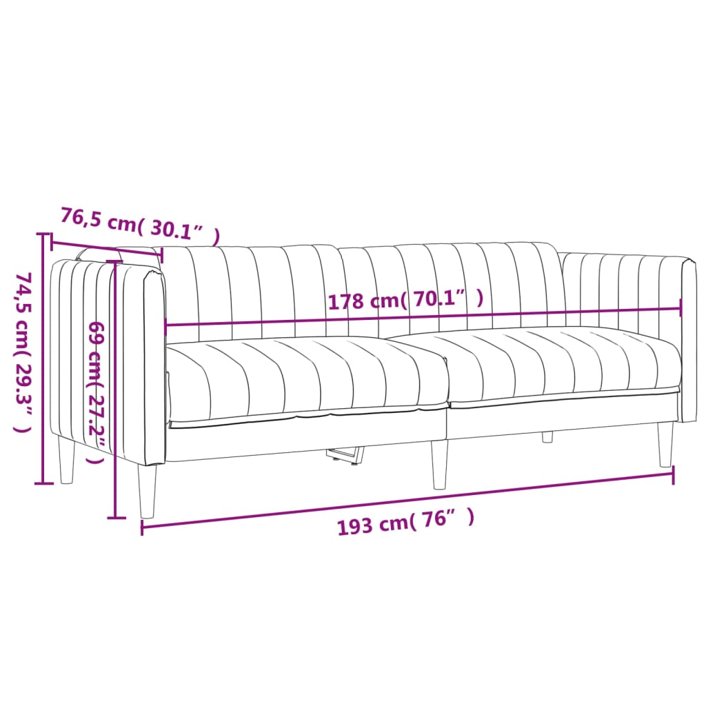 vidaXL 2-delige Loungeset stof zwart