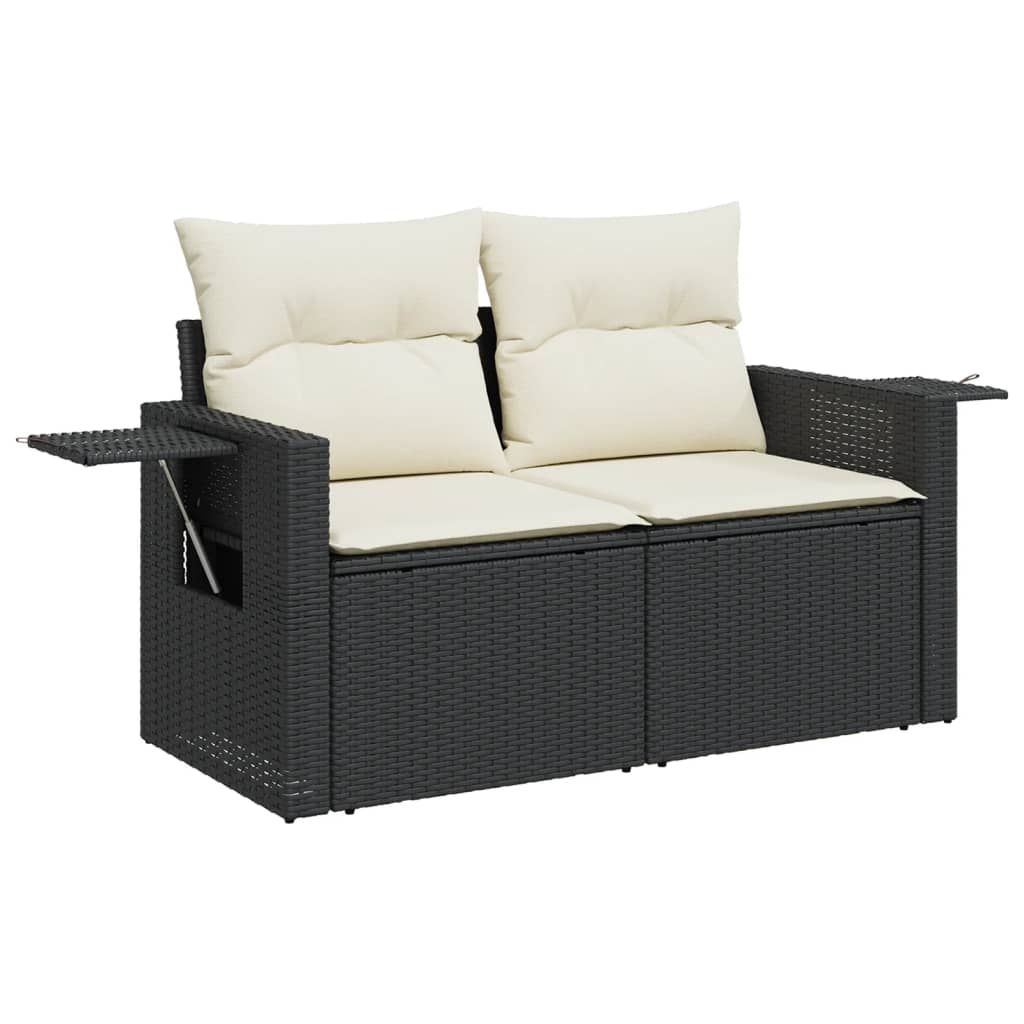 vidaXL 7-delige Loungeset met kussens poly rattan zwart