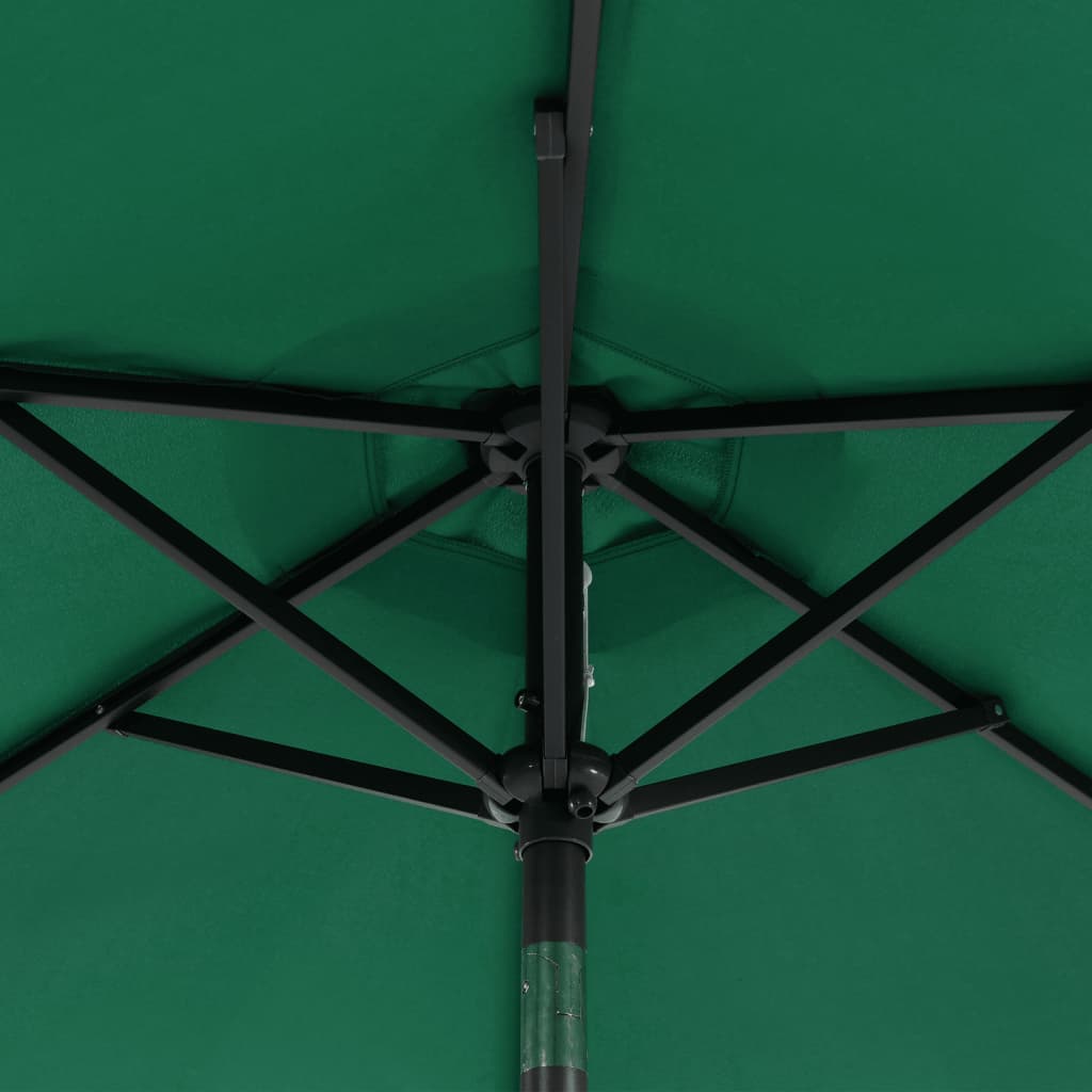 vidaXL Parasol met LED's en stalen paal 225x225x212 cm groen