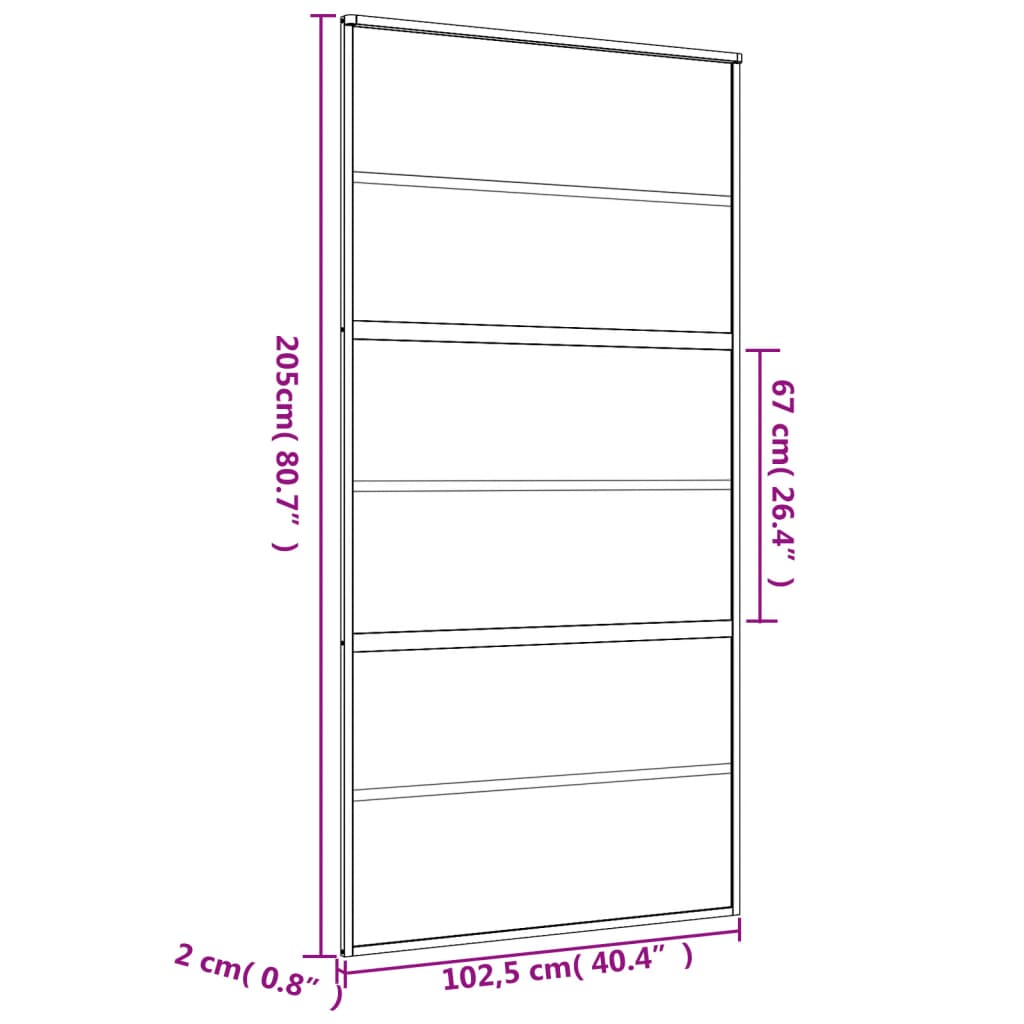 vidaXL Schuifdeur 102,5x205 cm mat ESG-glas en aluminium goudkleurig