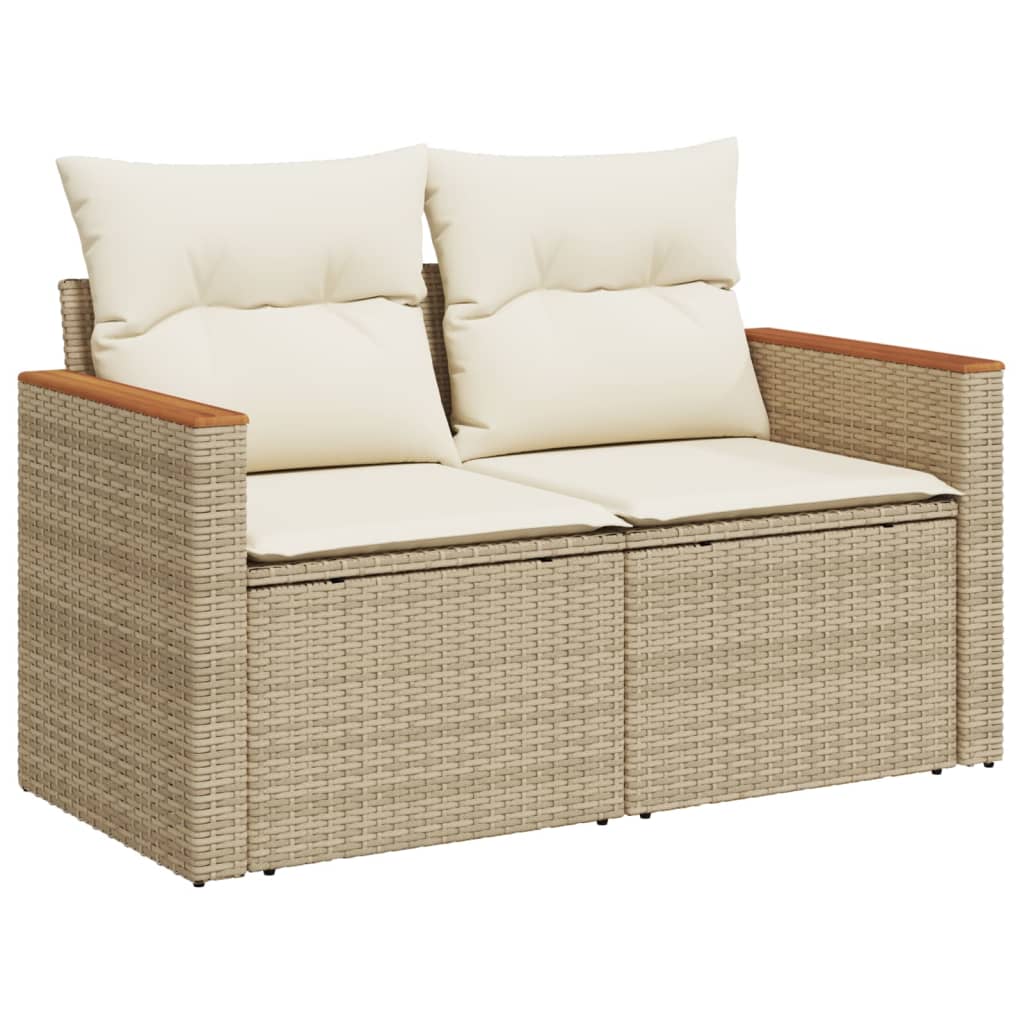 vidaXL 10-delige Loungeset met kussens poly rattan beige