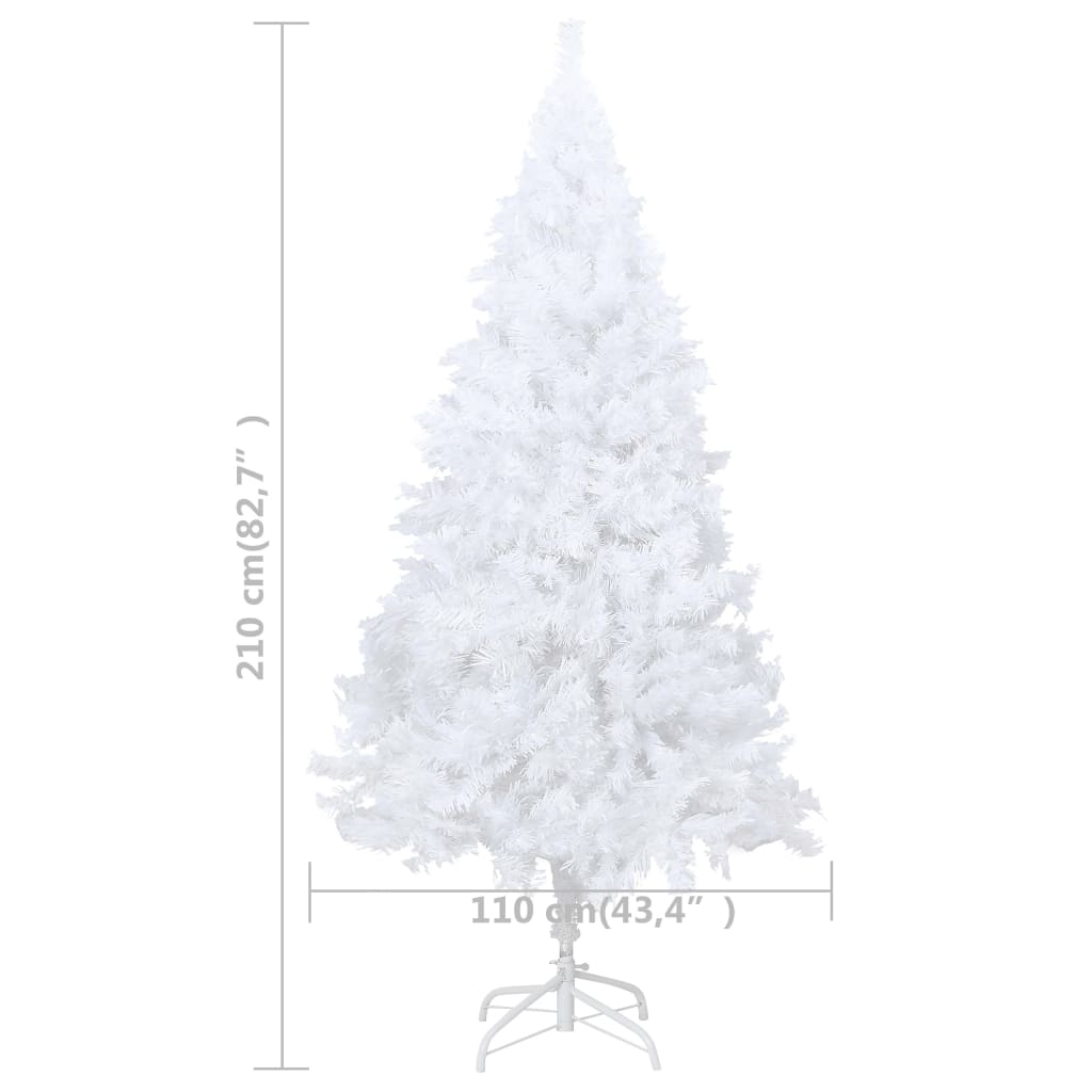 vidaXL Kunstkerstboom met verlichting en kerstballen 210 cm PVC wit