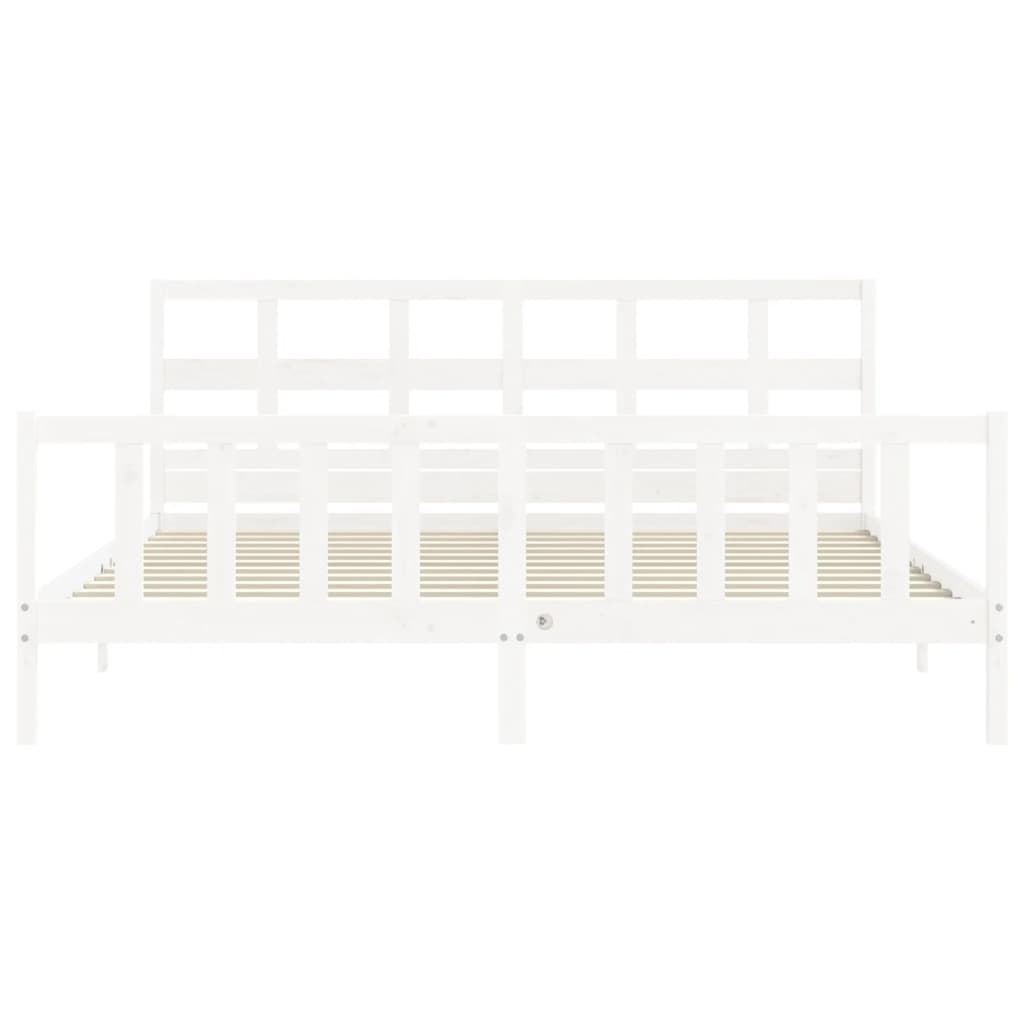 vidaXL Bedframe met hoofdbord massief hout wit 200x200 cm