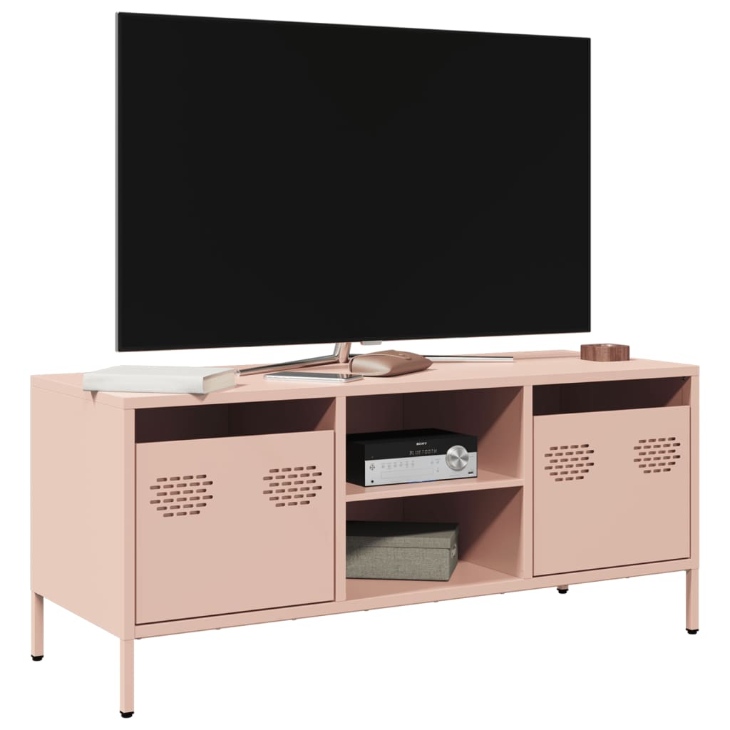 vidaXL Tv-meubel 101,5x39x43,5 cm koudgewalst staal roze