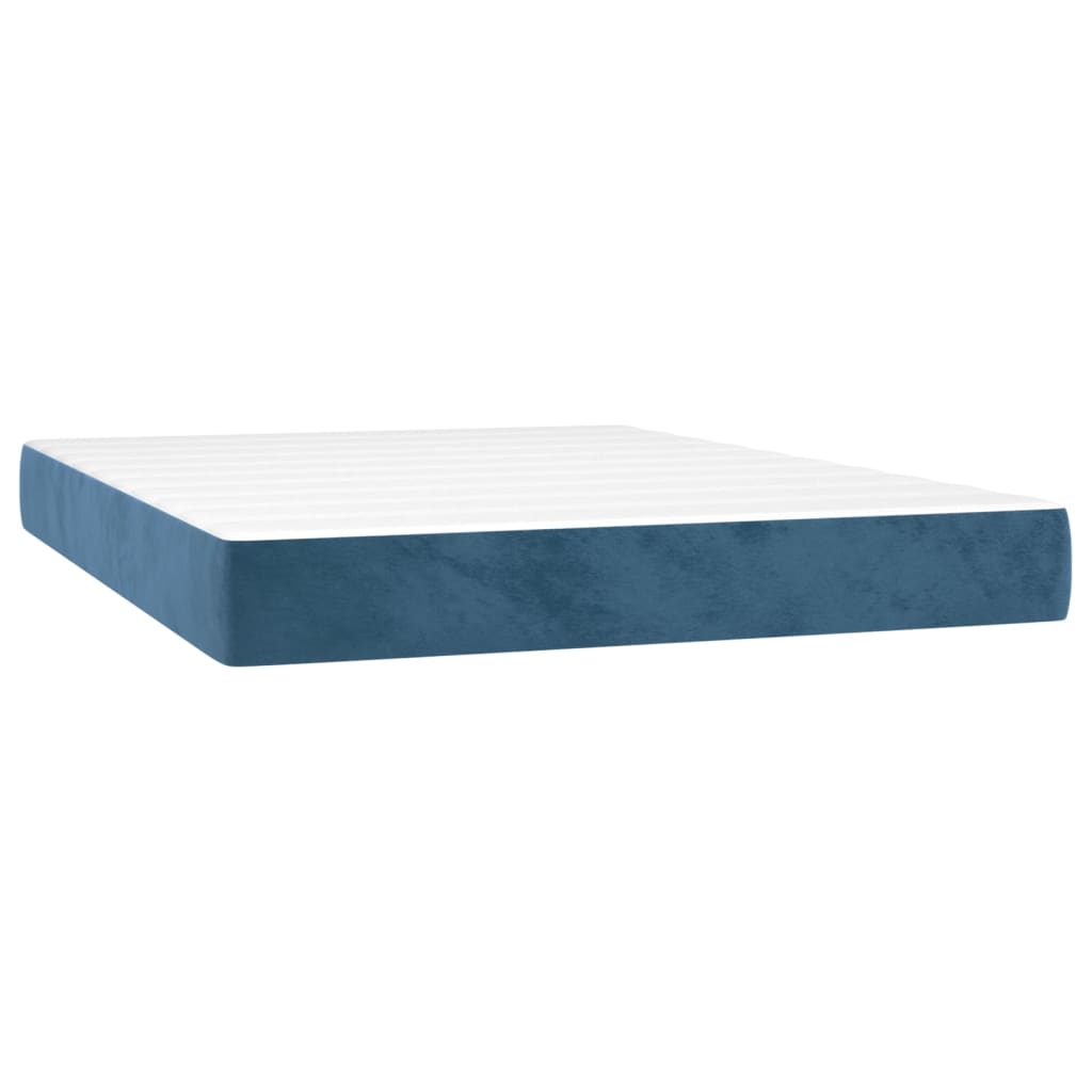 vidaXL Boxspring met matras en LED fluweel donkerblauw 140x190 cm