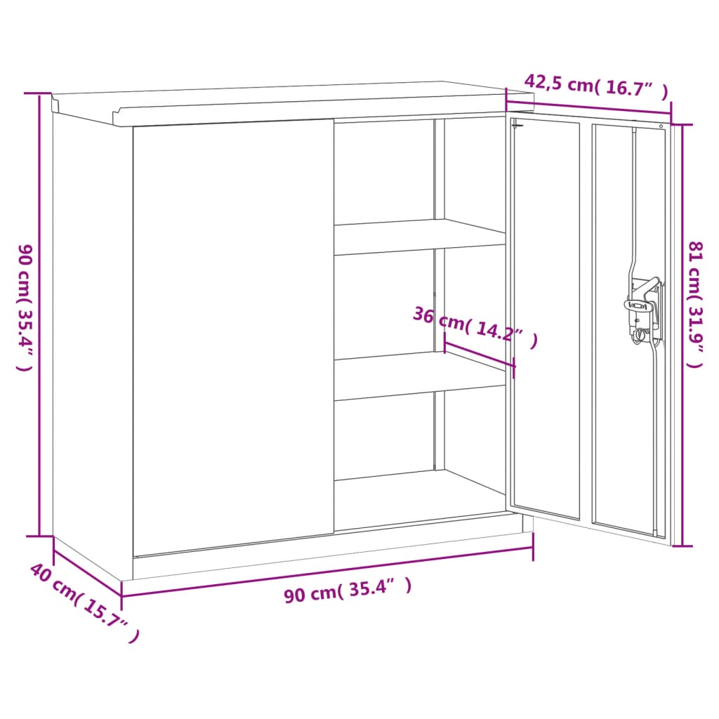 vidaXL Archiefkast 90x40x130 cm staal lichtgrijs