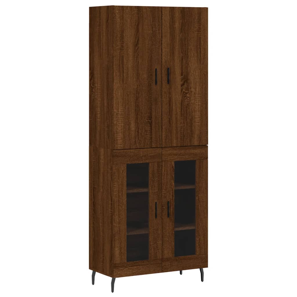 vidaXL Hoge kast 69,5x34x180 cm bewerkt hout bruin eikenkleur