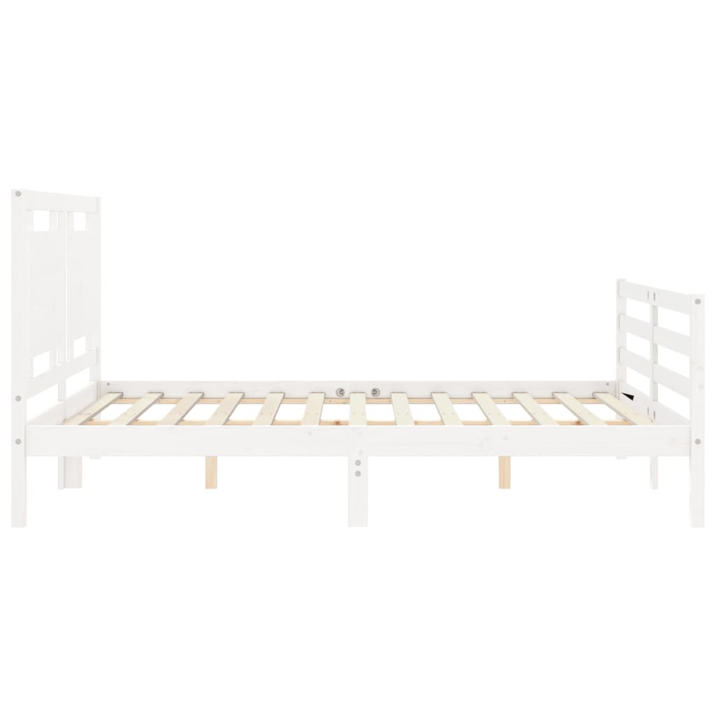 vidaXL Bedframe met hoofdbord massief hout wit