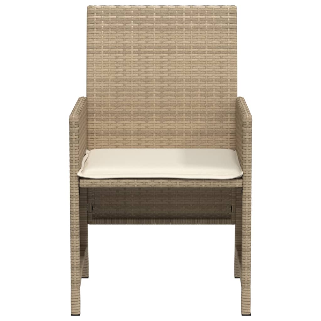 vidaXL 3-delige Bistroset met kussens poly rattan beige