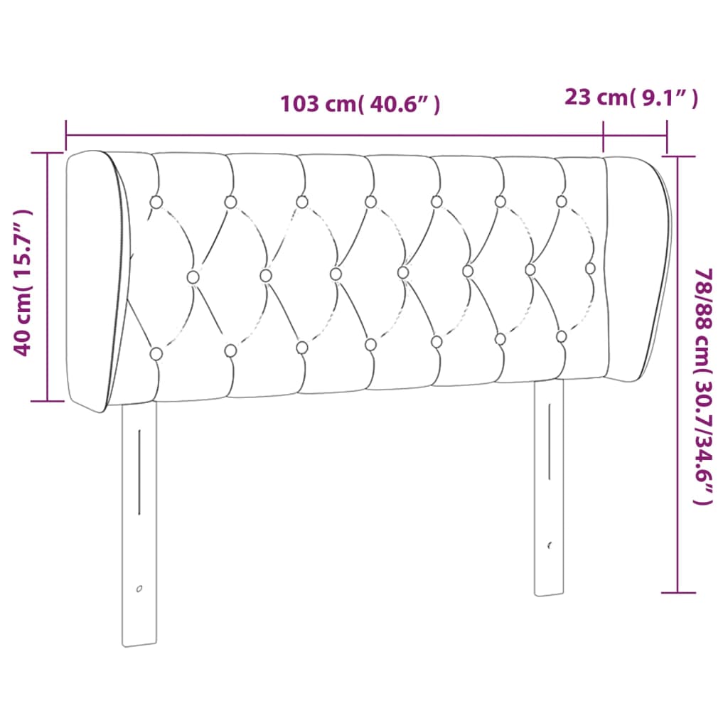 vidaXL Hoofdbord met randen 103x23x78/88 cm stof lichtgrijs