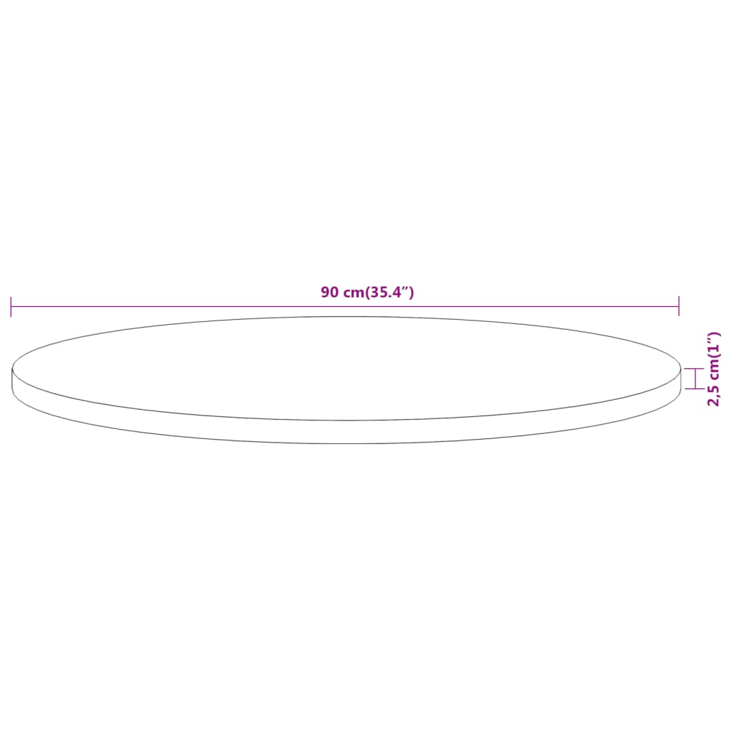 vidaXL Tafelblad rond Ø 90x2,5 cm massief acaciahout