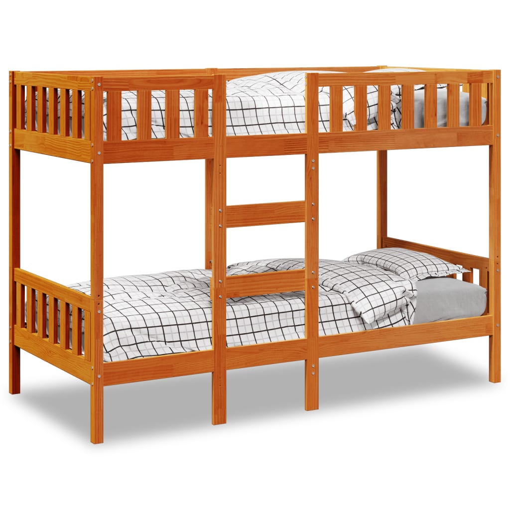 vidaXL Stapelbed massief grenenhout wasbruin 90x190 cm