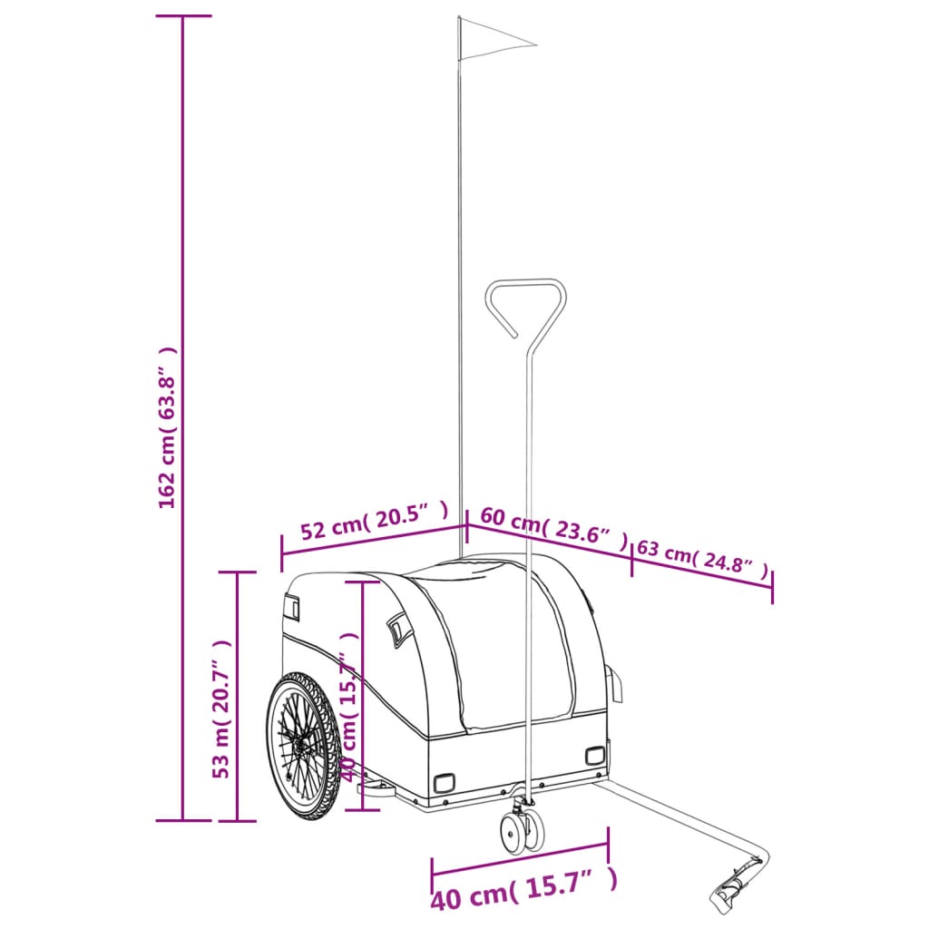 vidaXL Fietstrailer 30 kg ijzer zwart en blauw