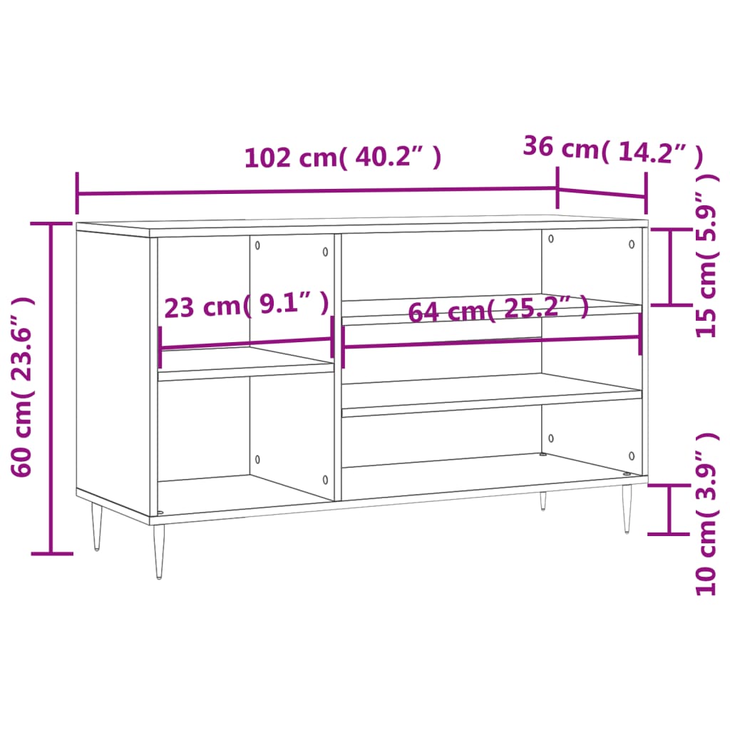 vidaXL Schoenenkast 102x36x60 cm bewerkt hout wit