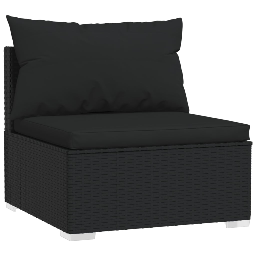 vidaXL 10-delige Loungeset met kussens poly rattan zwart