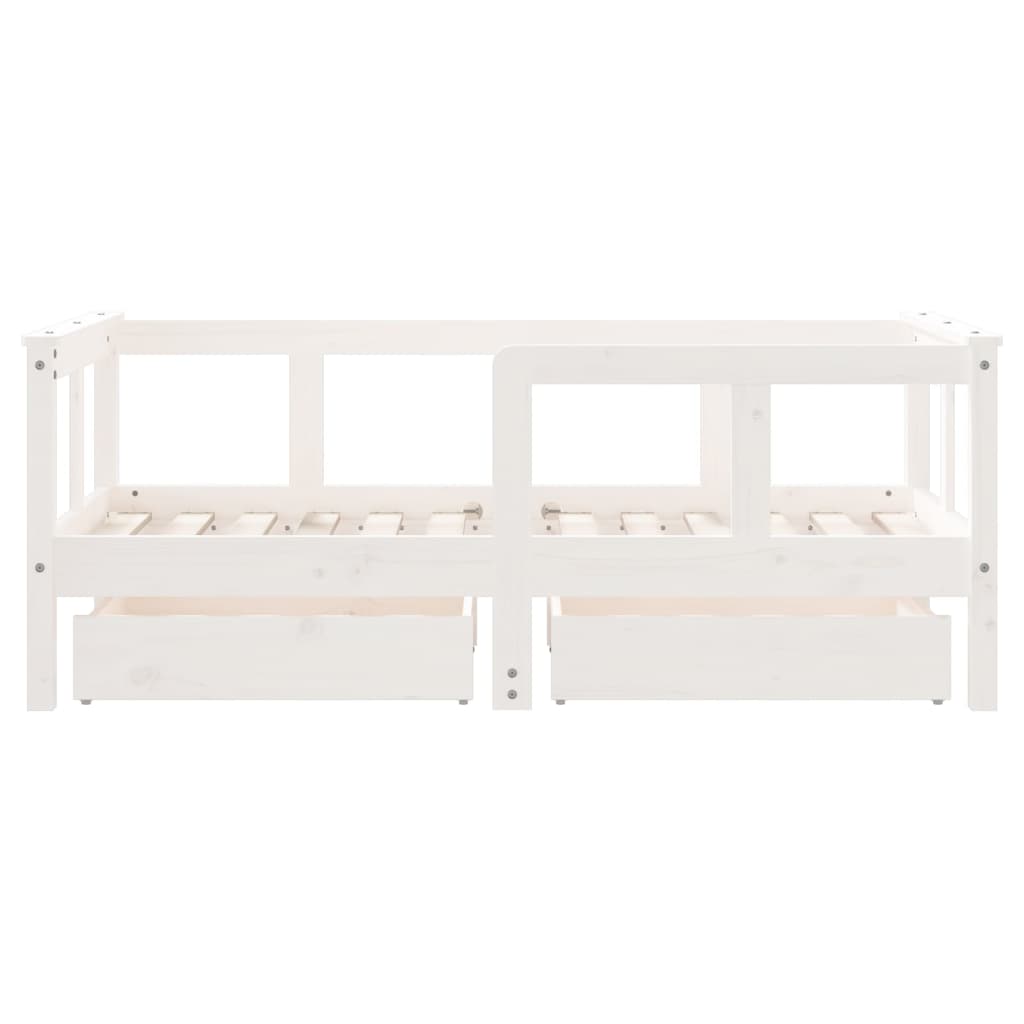 vidaXL Kinderbedframe met lades 70x140 cm massief grenenhout wit