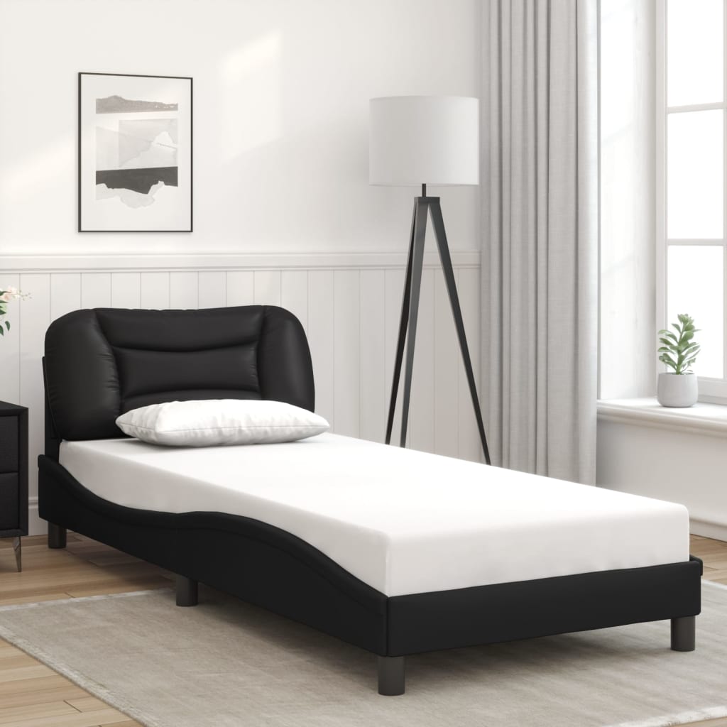 vidaXL Bedframe met hoofdbord kunstleer zwart 90x200 cm