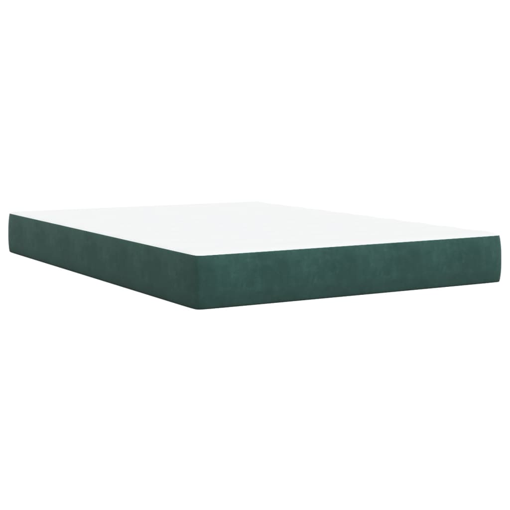 vidaXL Boxspring met matras fluweel donkergroen 140x190 cm