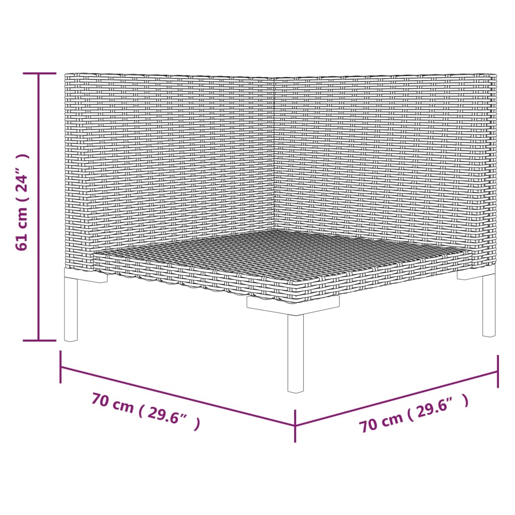 vidaXL Tuinbank met kussens halfrond poly rattan