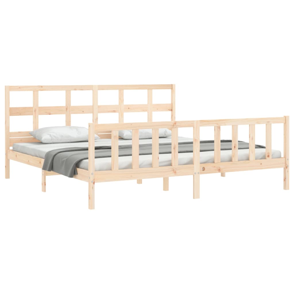 vidaXL Bedframe met hoofdbord massief hout