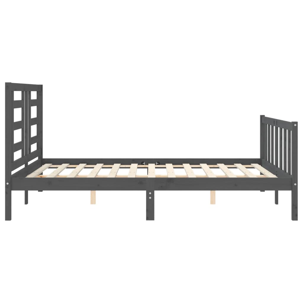 vidaXL Bedframe met hoofdbord massief hout grijs