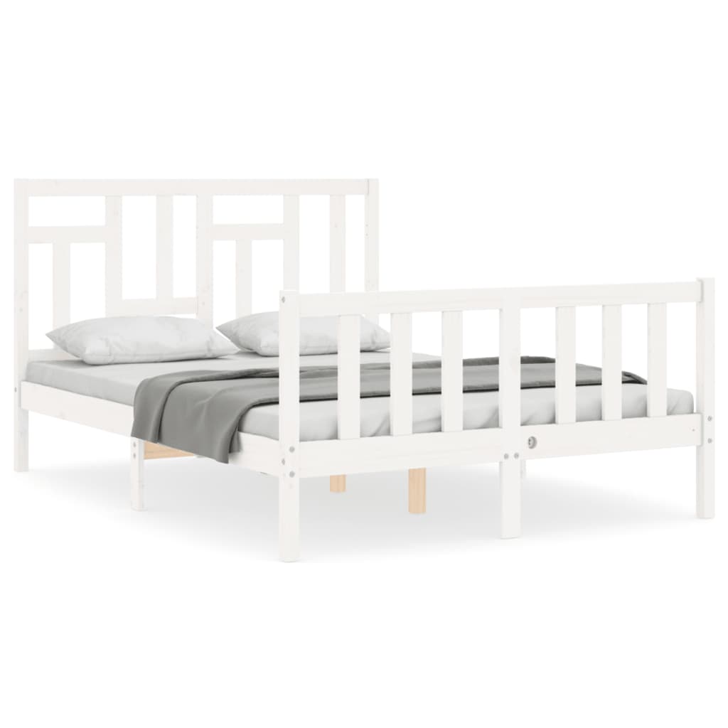 vidaXL Bedframe met hoofdbord massief hout wit 120x200 cm