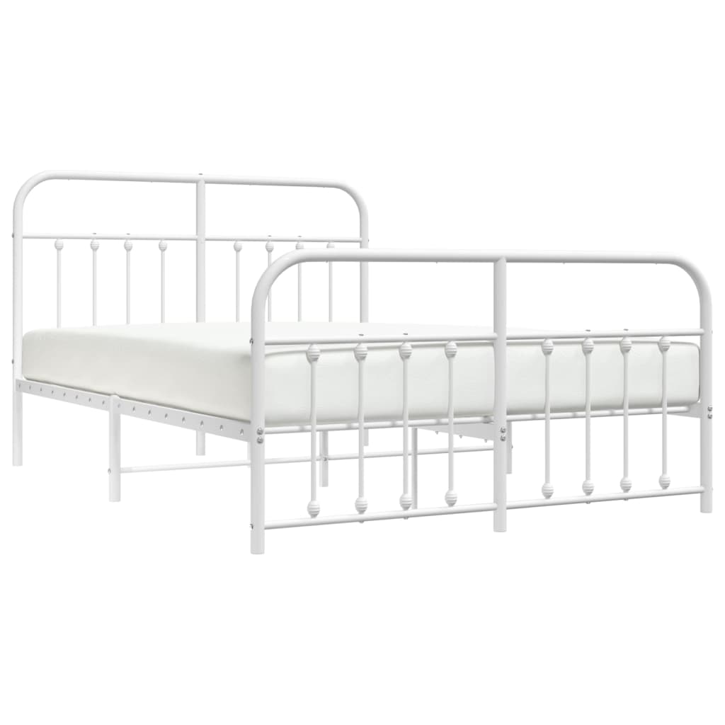 vidaXL Bedframe met hoofd- en voeteneinde metaal wit 150x200 cm