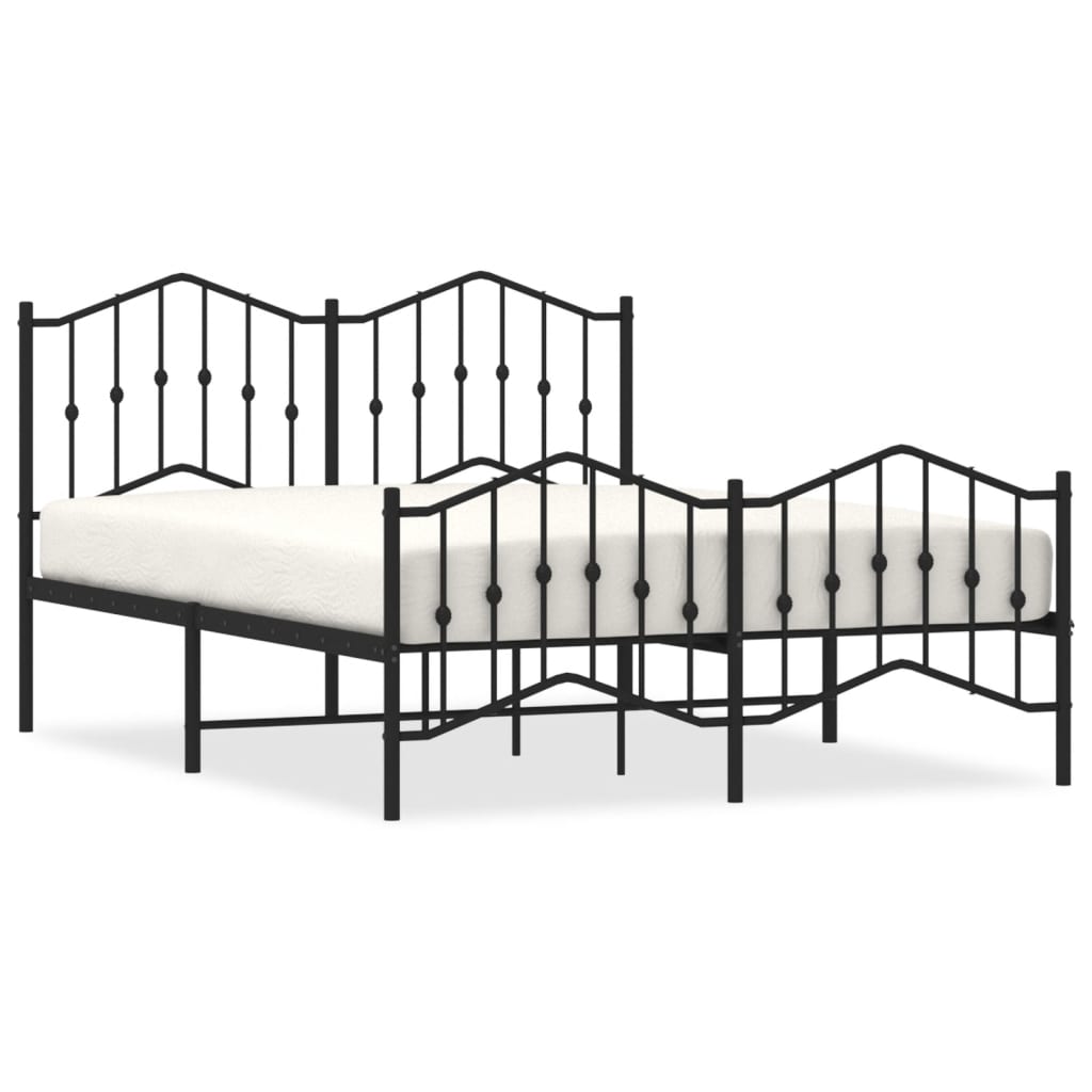 vidaXL Bedframe met hoofd- en voeteneinde metaal zwart 150x200 cm