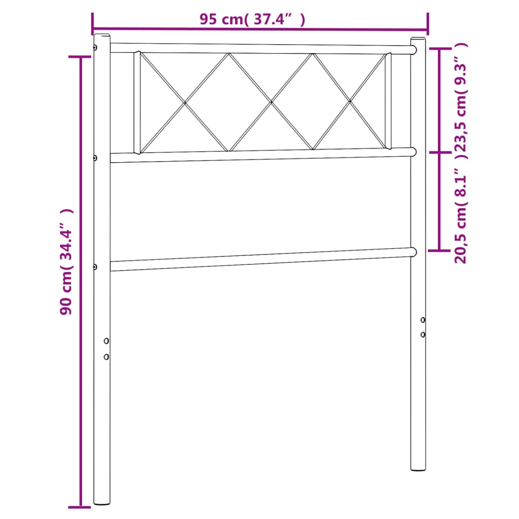 vidaXL Hoofdbord 90 cm metaal zwart