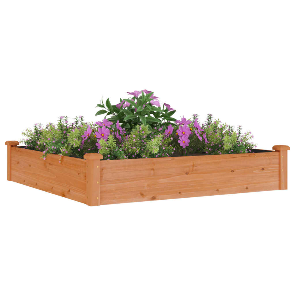 vidaXL Plantenbak verhoogd met voering 120x120x25 cm vurenhout bruin