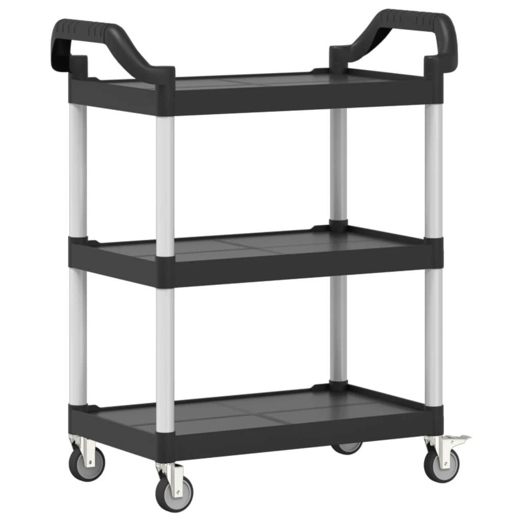 vidaXL Trolley 3-laags 81x41x92 cm aluminium zwart