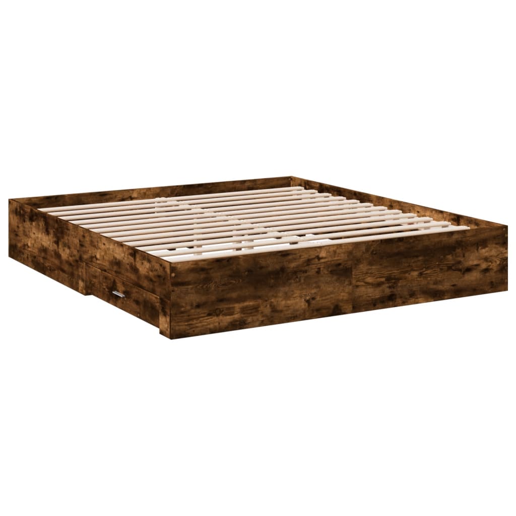 vidaXL Bedframe met lades bewerkt hout gerookt eikenkleurig 200x200 cm