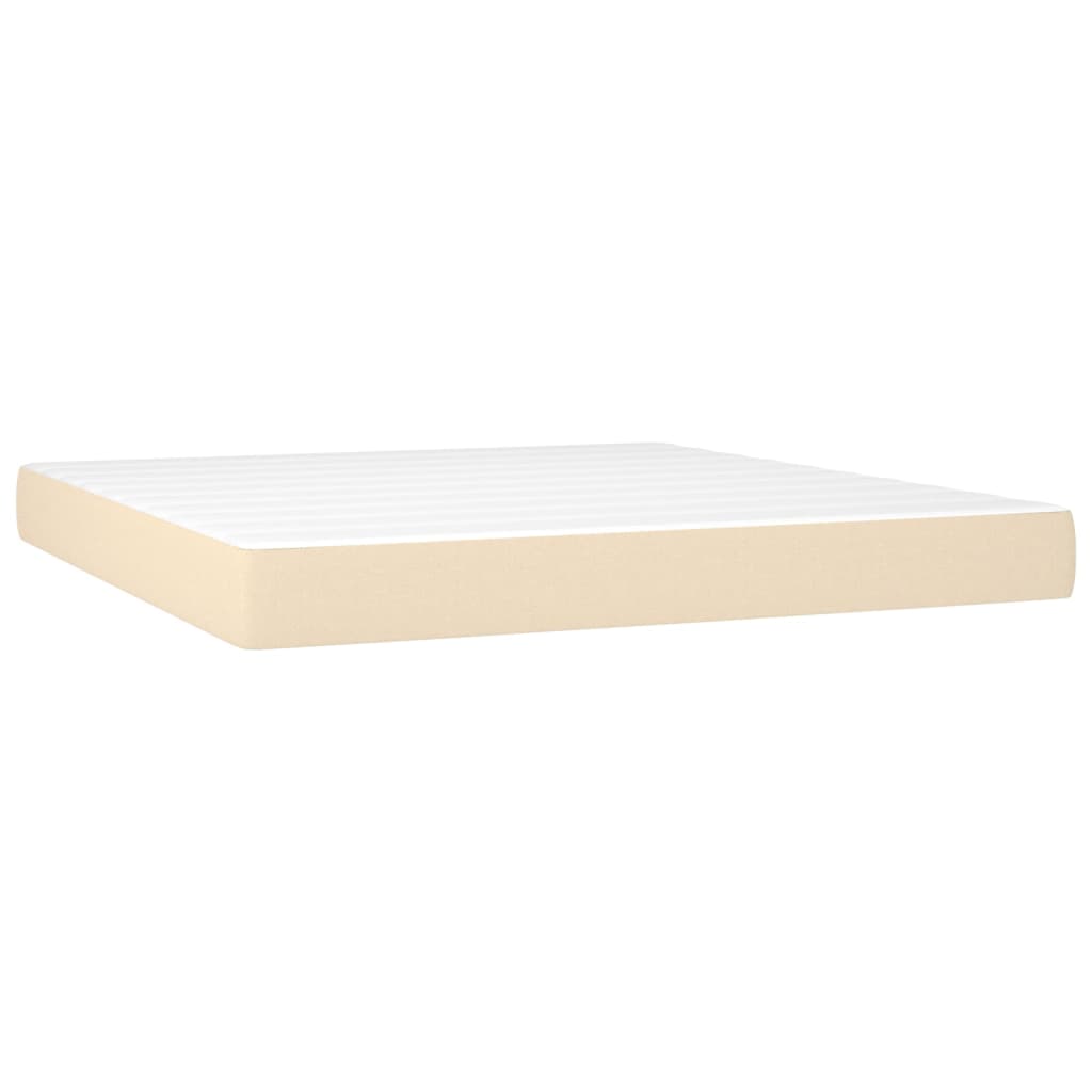 vidaXL Boxspring met matras stof crèmekleurig 160x200 cm