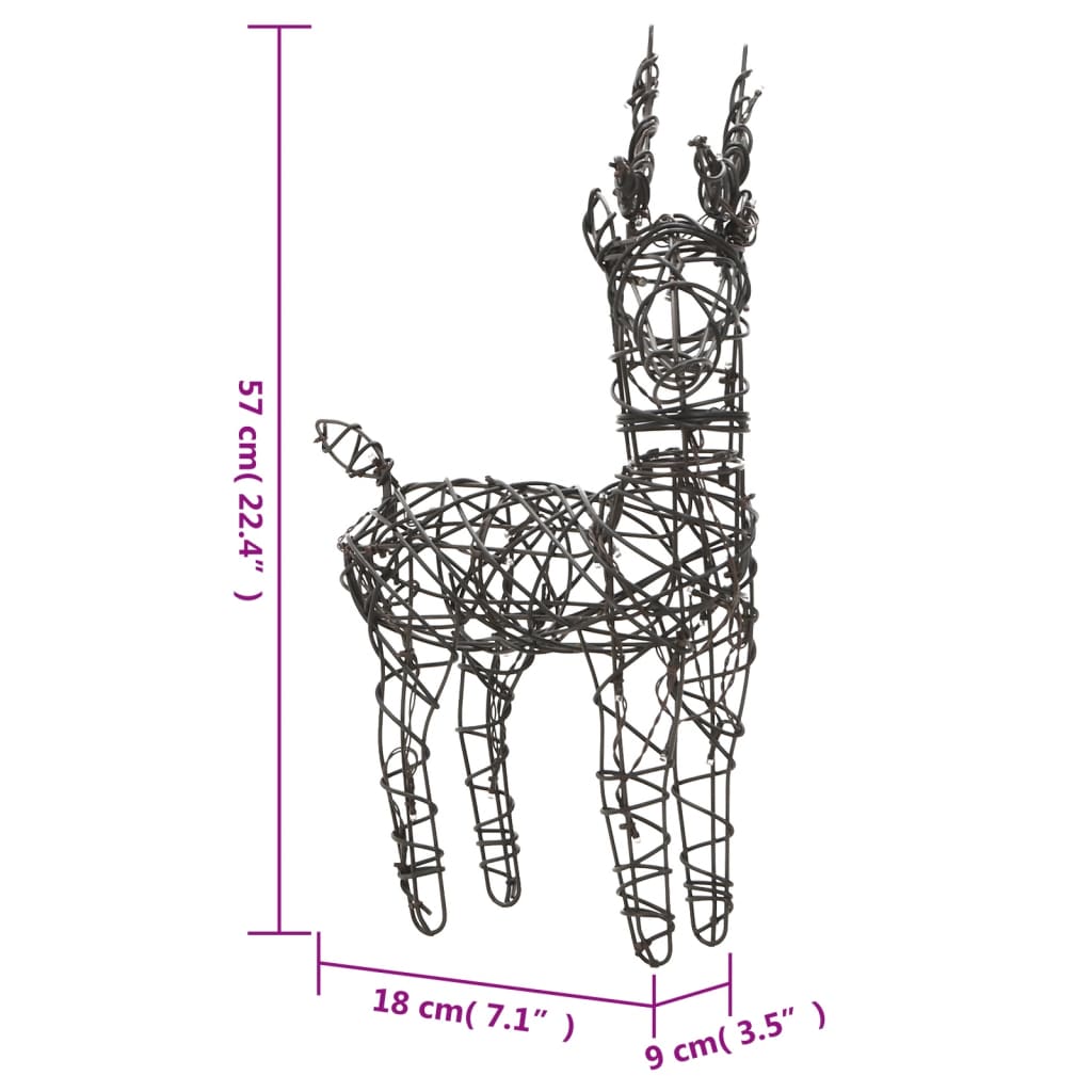 vidaXL Kerstversiering rendieren en sleeën 240 LED's rattan warmwit