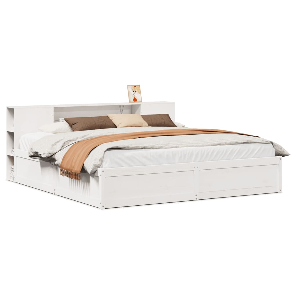 vidaXL Bedframe zonder matras massief grenenhout wit 180x200 cm