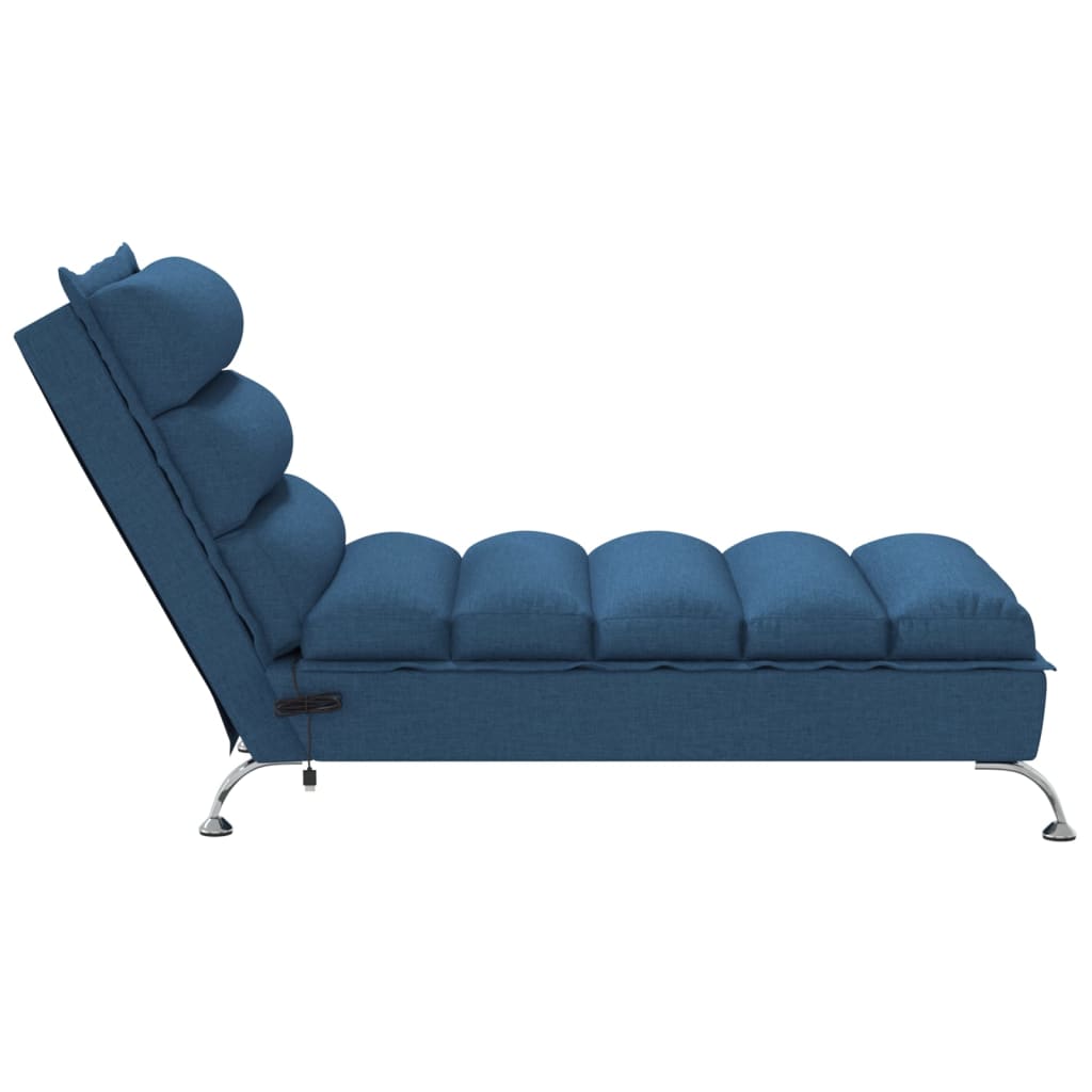 vidaXL Massage chaise longue met kussens stof blauw